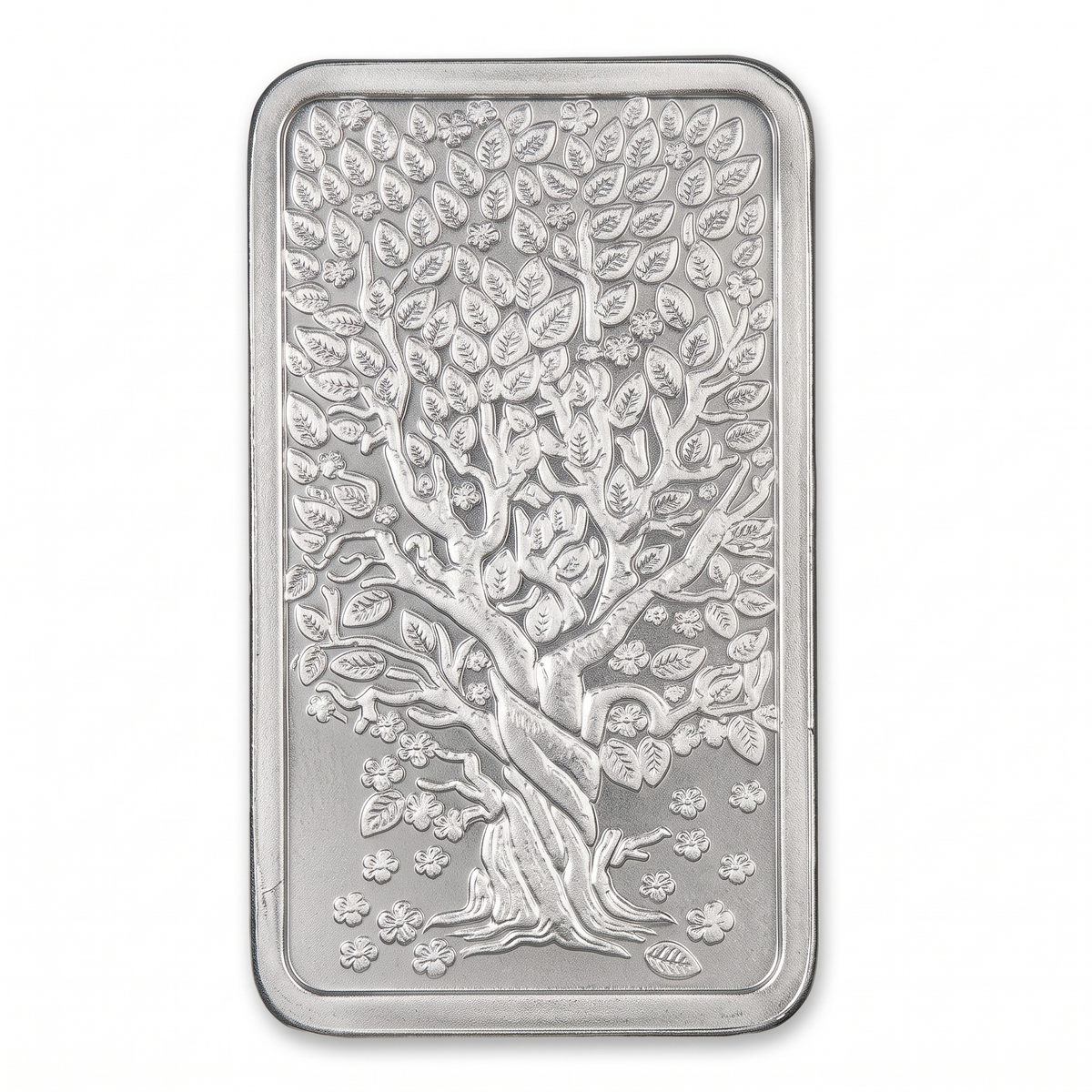 Floral Motif Fine Silver Rectangular Coin - 10 g