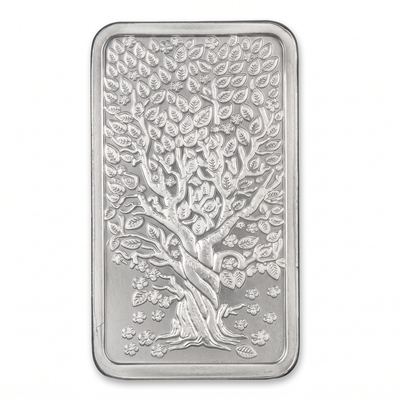 Floral Motif Fine Silver Rectangular Coin - 10 g