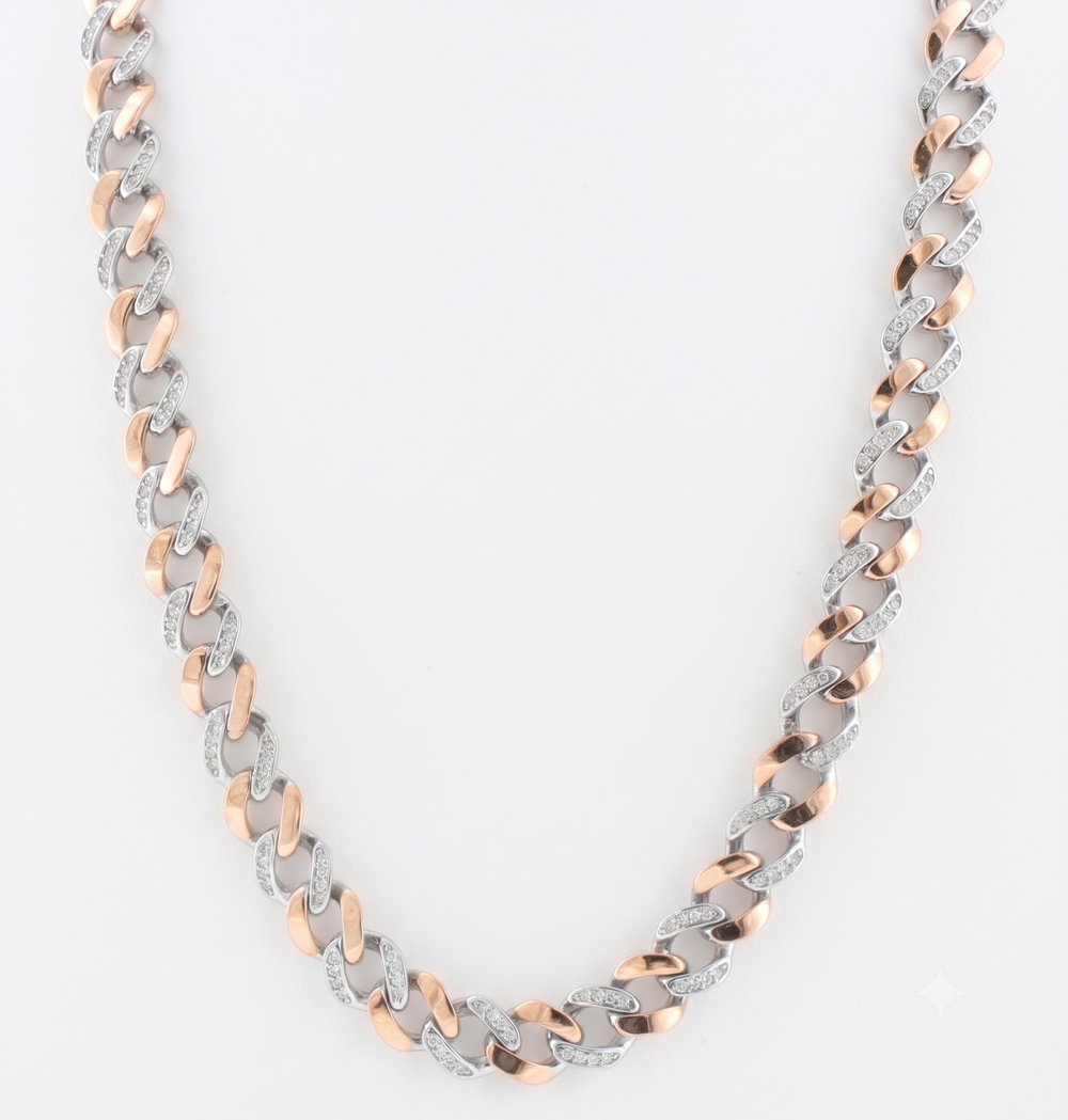 Silver Two-Tone Cuban Men Chain