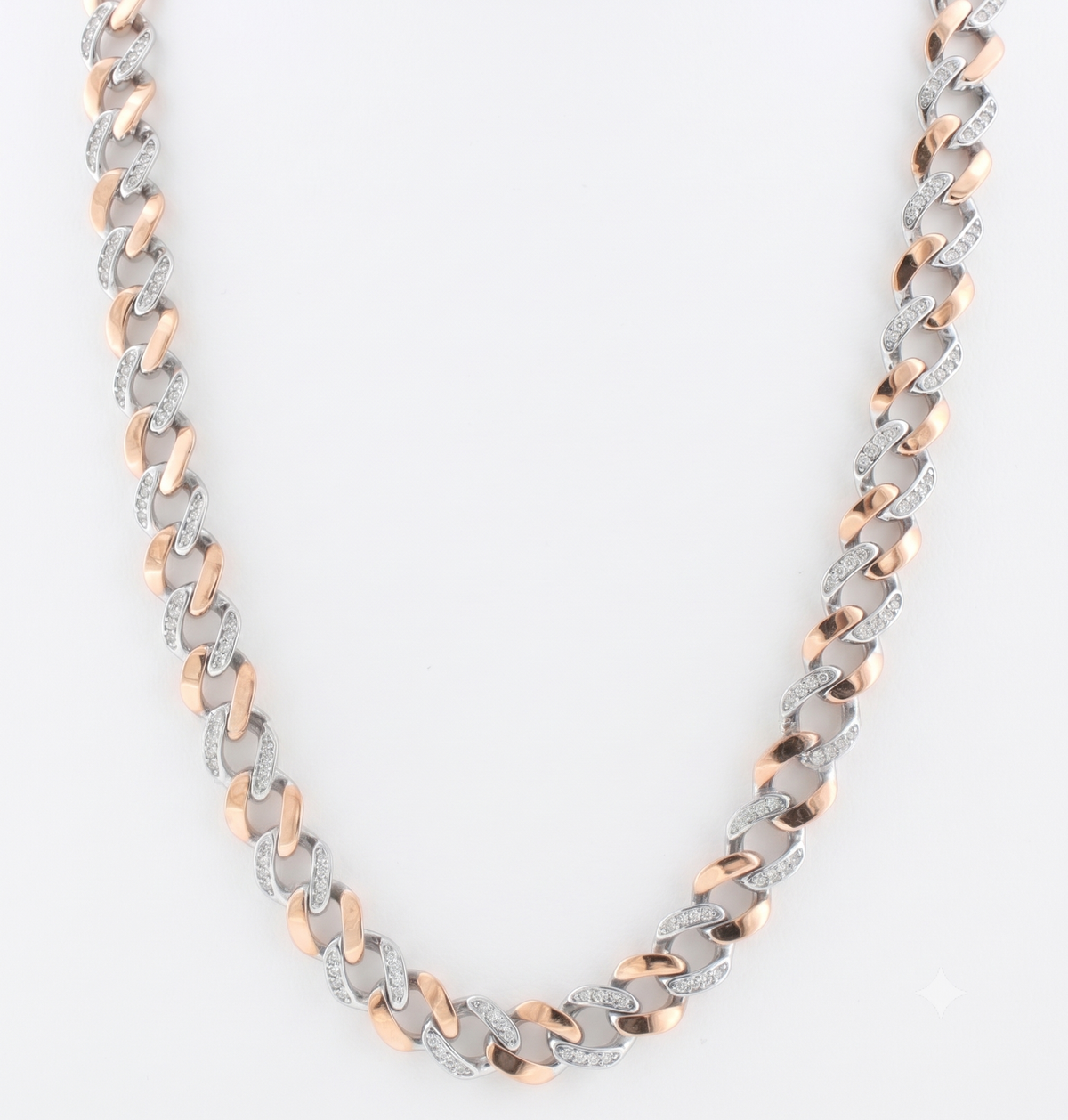 Silver Two-Tone Cuban Men Chain