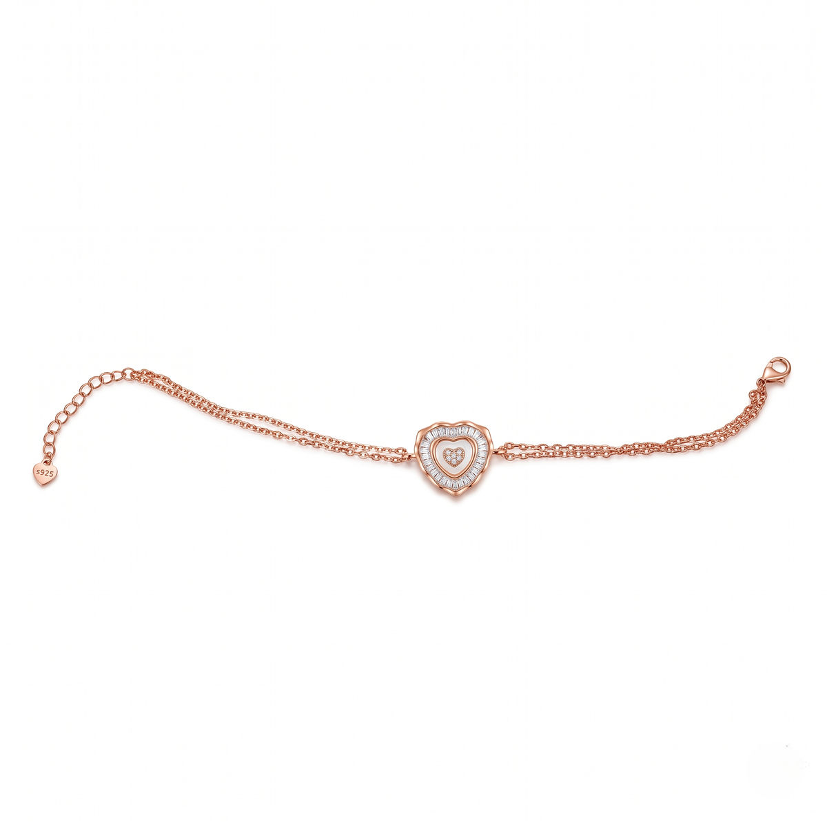 Rose Gold Radiant Heart Chain Bracelet