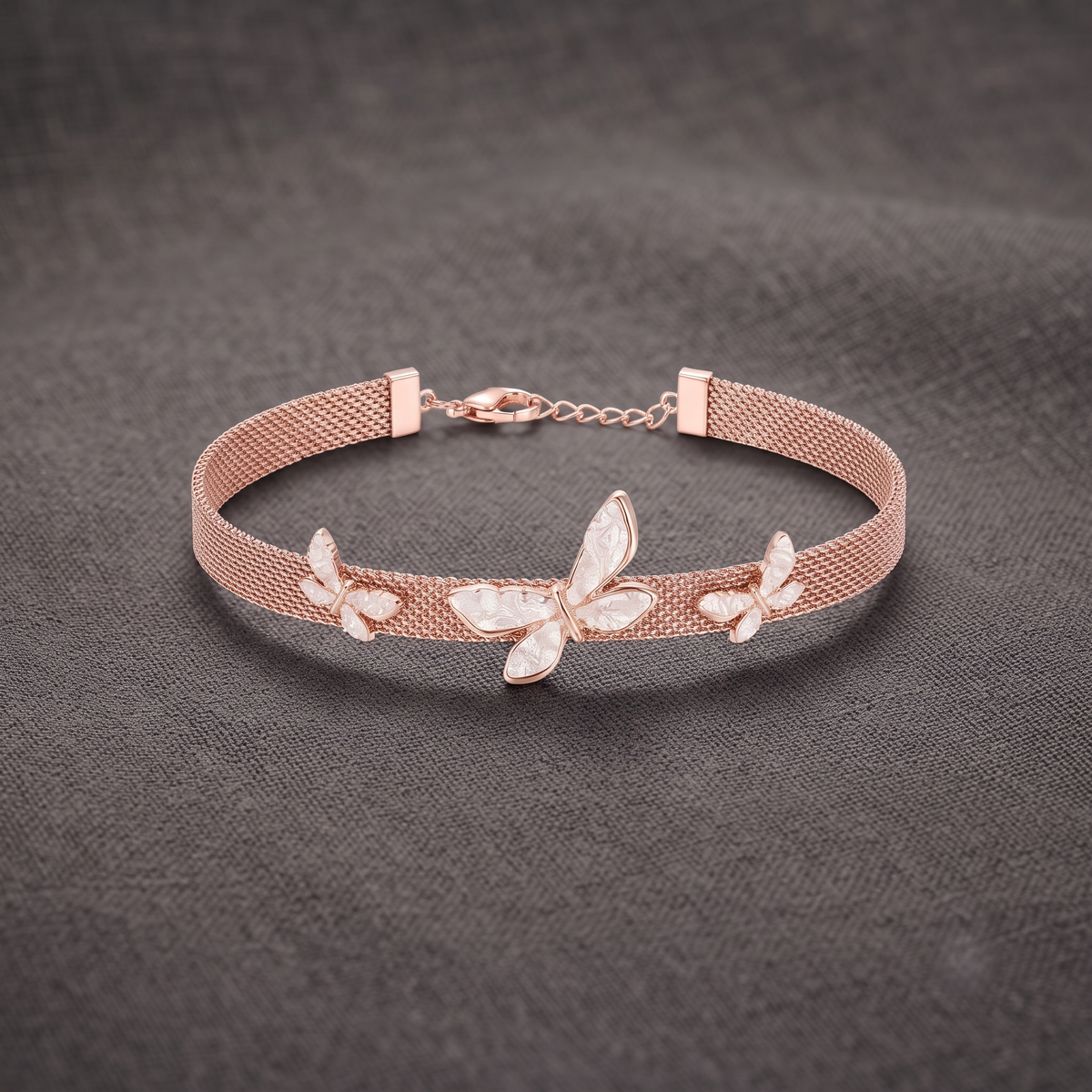 Rose Gold Mesh Butterfly Bracelet
