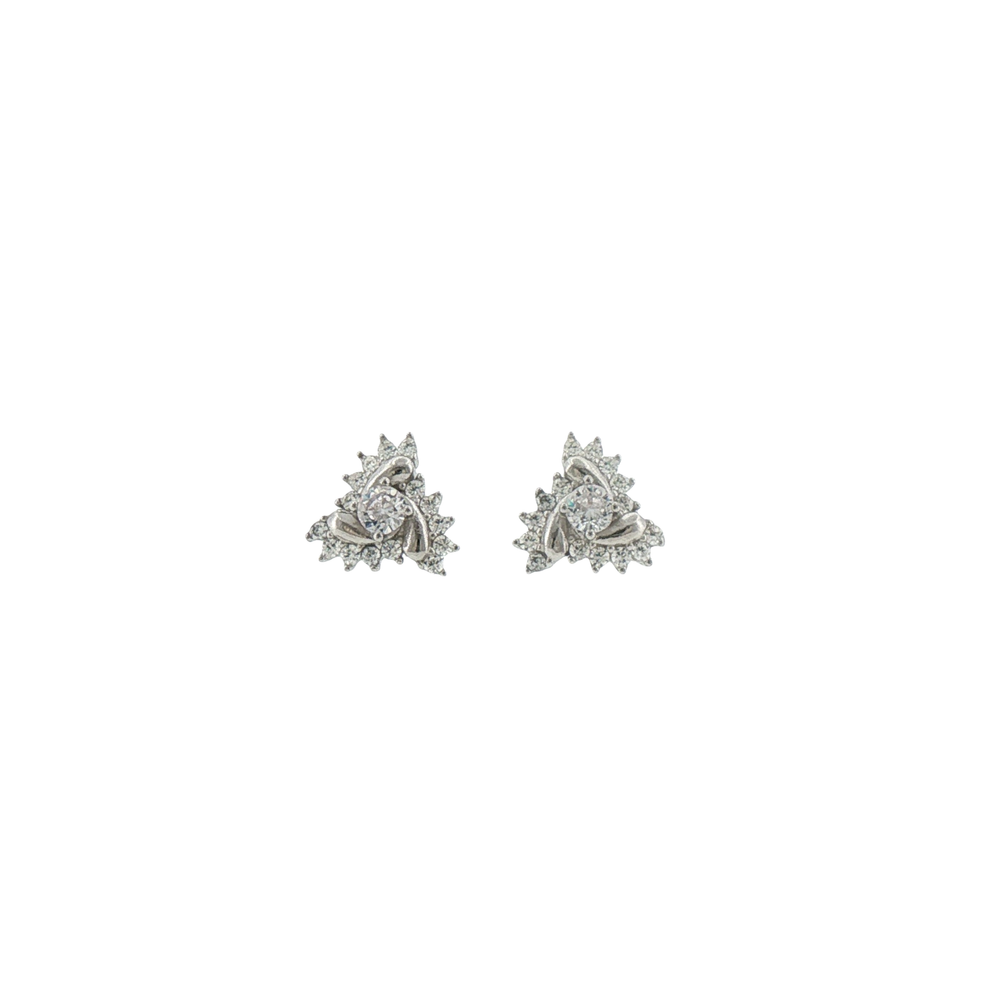 Silver Triangular Cluster Stud Earrings