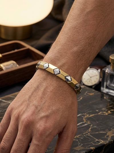 Silver Geometric Link Chain Bracelet