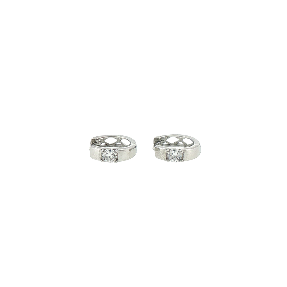 Silver Stone Accent Huggie Hoop Earrings