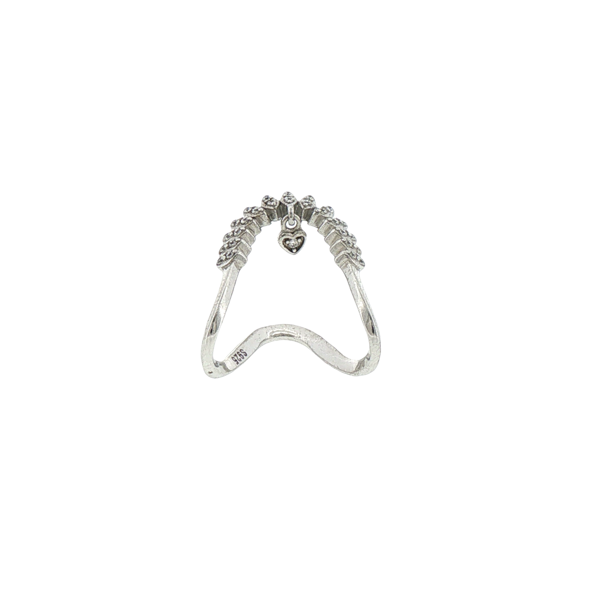 Silver Stackable Ring with Dangle Heart Charm