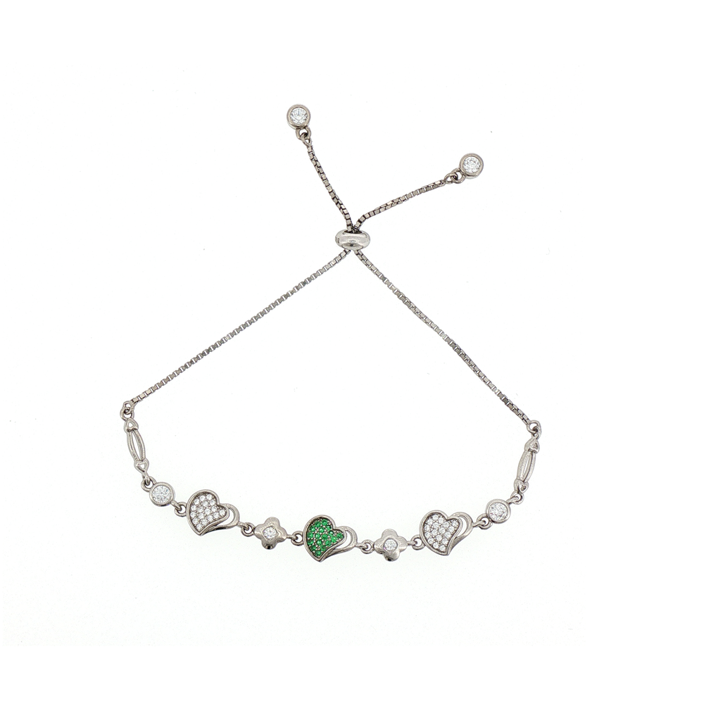 Silver Emerald Accent Slider Bracelet
