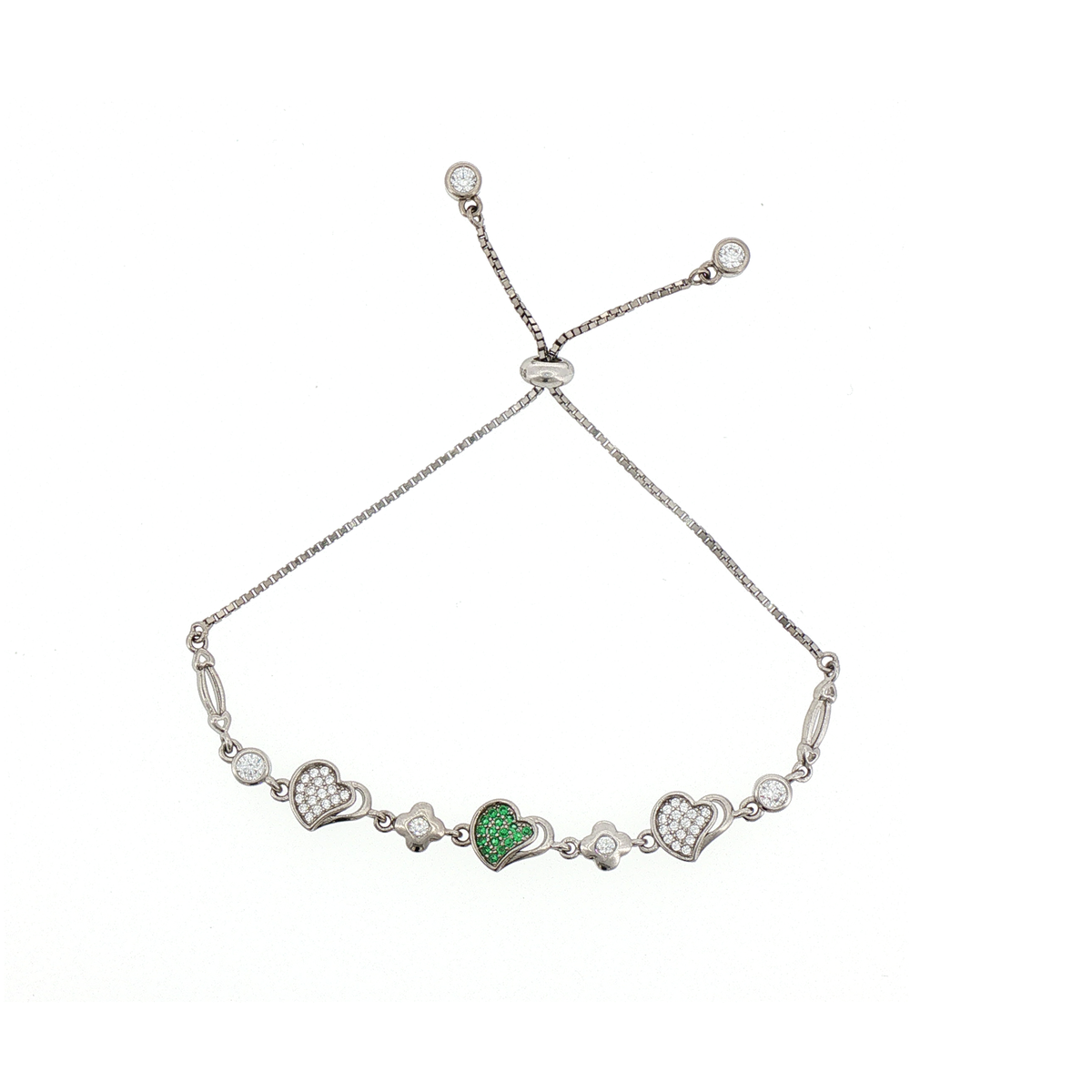 Silver Emerald Accent Slider Bracelet