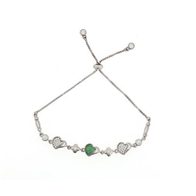 Silver Emerald Accent Slider Bracelet