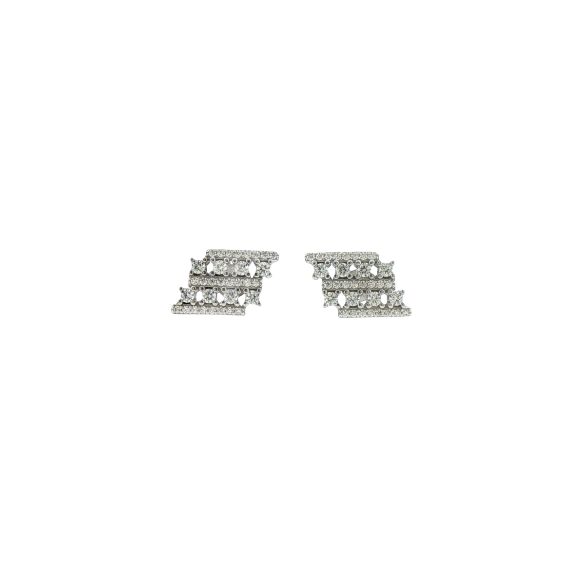 Silver Geometric Cluster Earrings