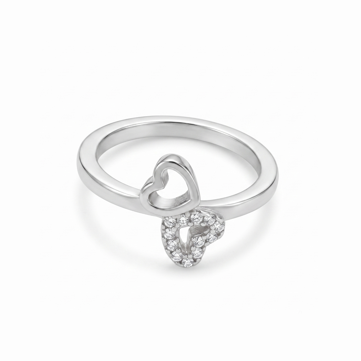 Silver Interlocking Hearts Stackable Ring