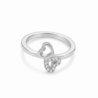 Silver Interlocking Hearts Stackable Ring