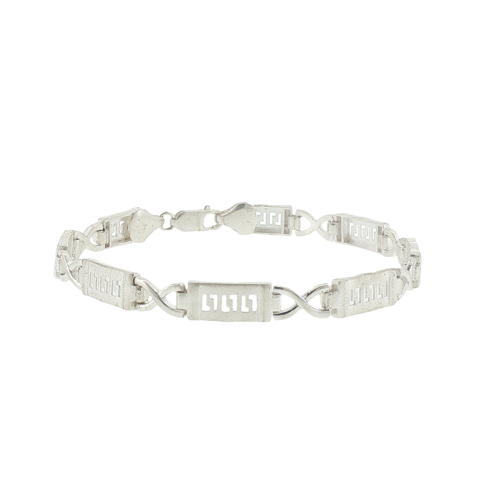Silver Greek Key Motif Chain Bracelet