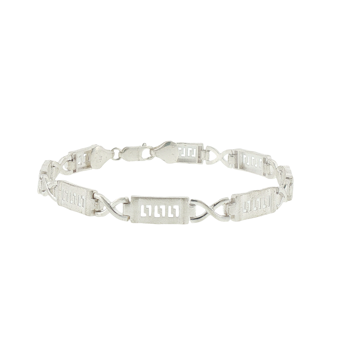 Silver Greek Key Motif Chain Bracelet