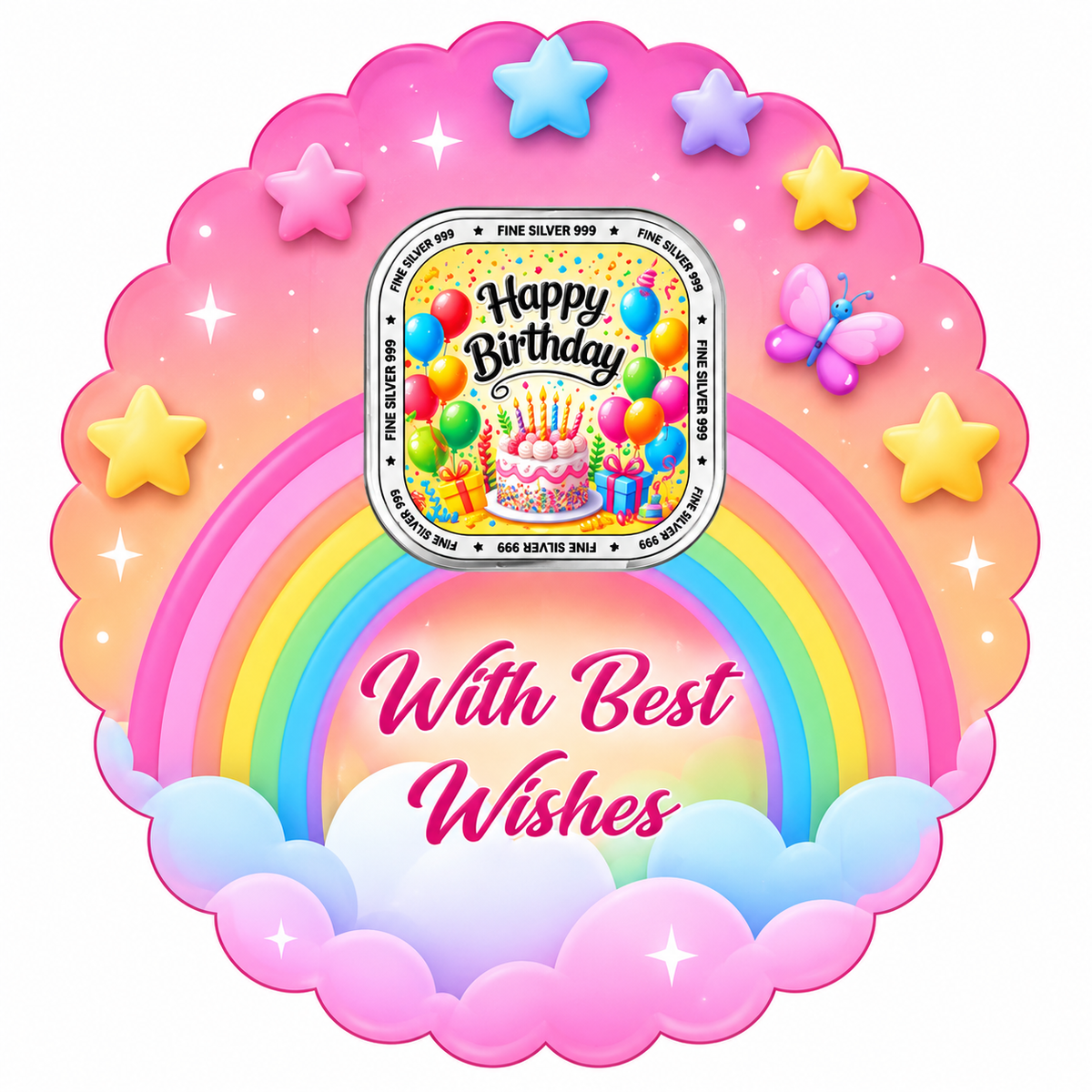 Fine Silver Banyan Tree Coin with Birthday wishes card- 10 g