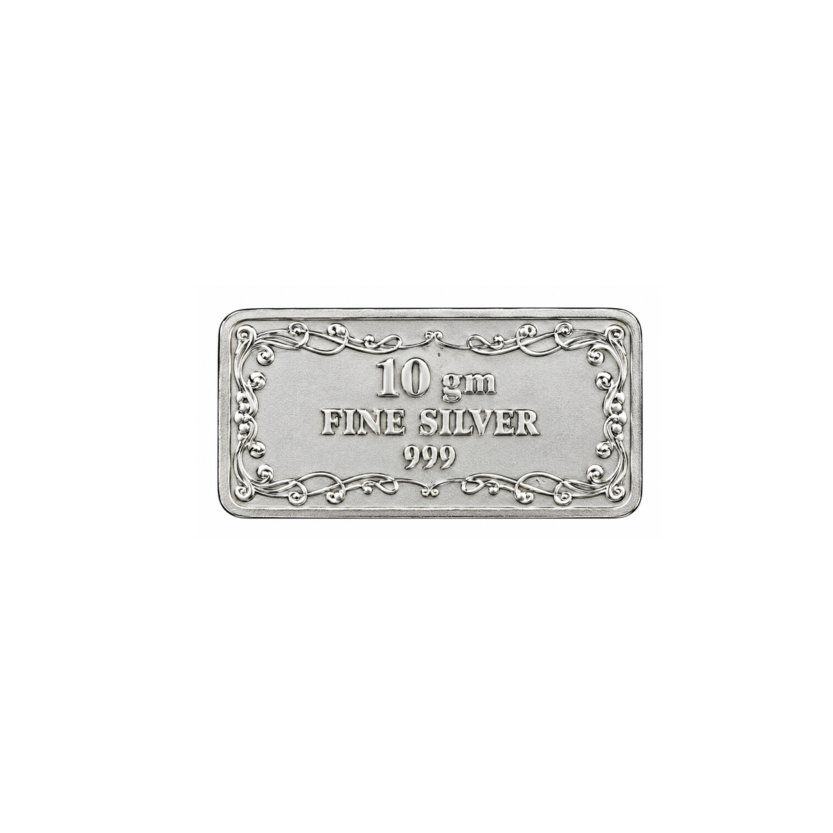 Silver "Thank You" Inscribed Bullion Rectangular Coin with Ornate Border - 10 g