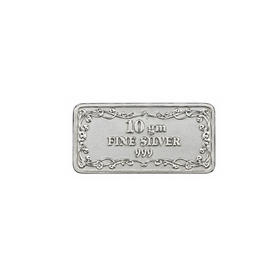Silver "Thank You" Inscribed Bullion Rectangular Coin with Ornate Border - 10 g