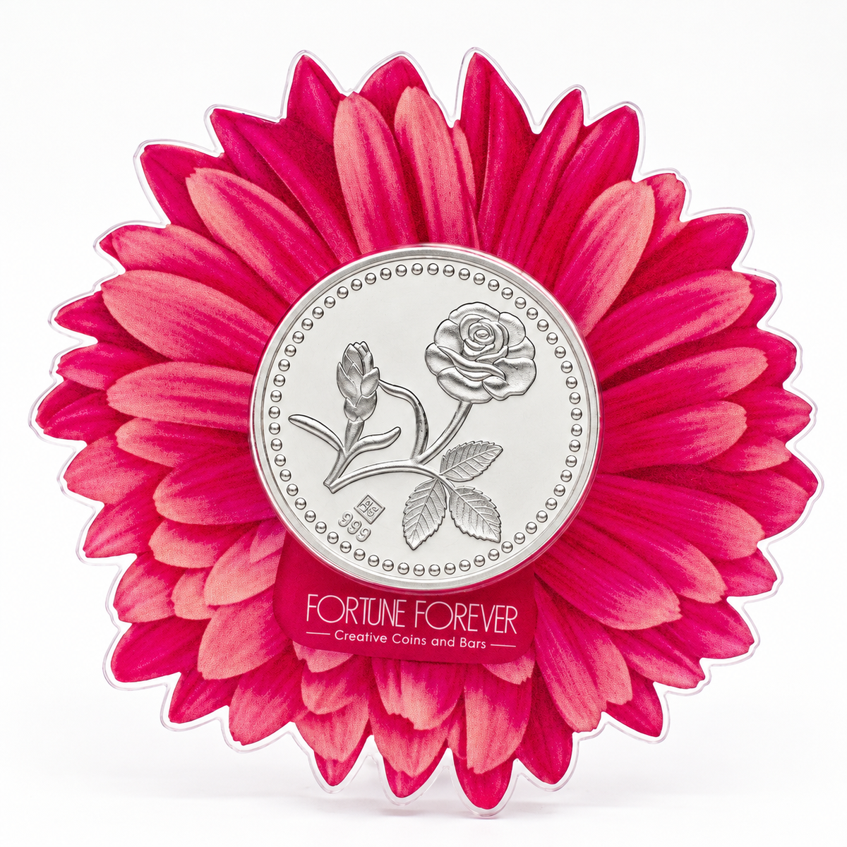 Fine Silver Coin Embossed in Rose Motif Card - 10 g