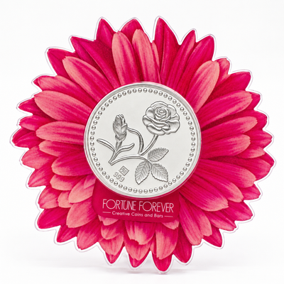 Fine Silver Coin Embossed in Rose Motif Card - 10 g