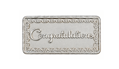 Silver Congratulations Rectangular Coin with Floral Motif Border - 5 g