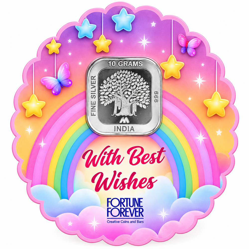Fine Silver Banyan Tree Coin with Birthday wishes card- 10 g