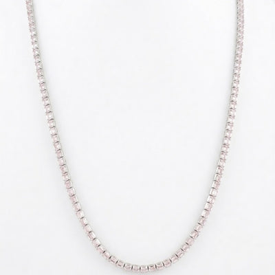 Silver Classic Pastel Pink Stone Tennis Necklace