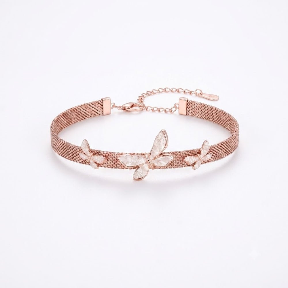 Rose Gold Mesh Butterfly Bracelet