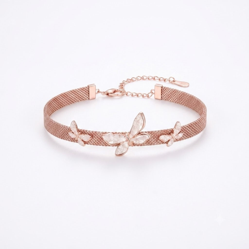 Rose Gold Mesh Butterfly Bracelet