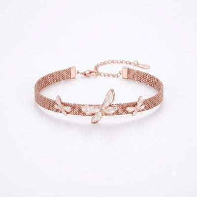 Rose Gold Mesh Butterfly Bracelet