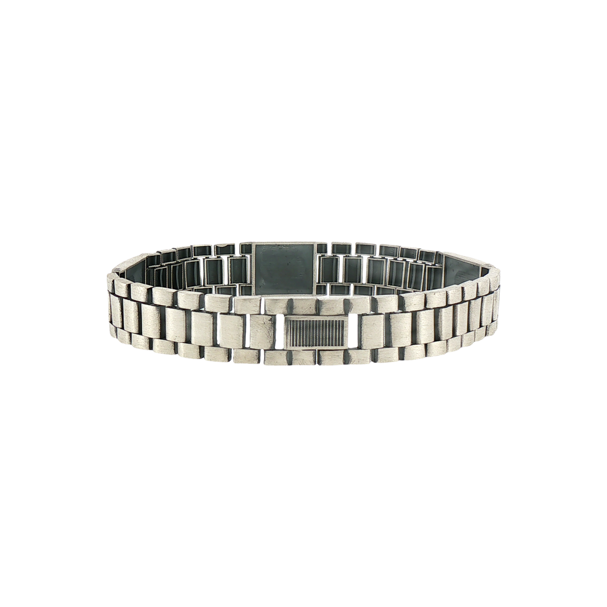 Silver Om Trishul Watch Link Bracelet