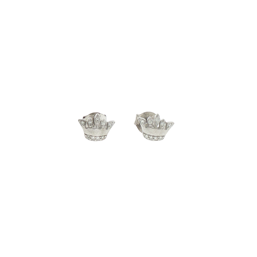 Silver Crown Stud Earrings