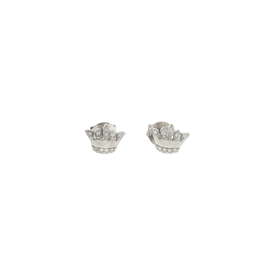 Silver Crown Stud Earrings