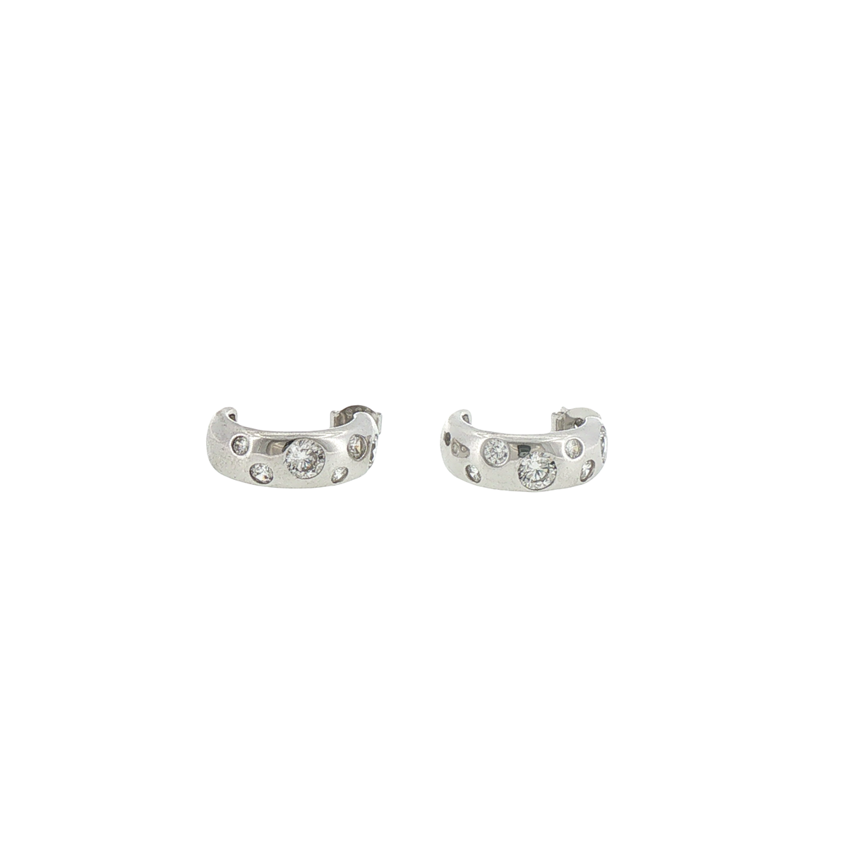 Silver Flush-Set Hoop Earrings