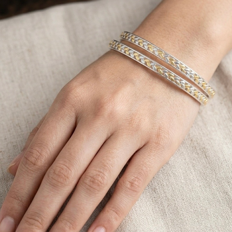 Silver Braided Stackable Bangle (Set of 2)