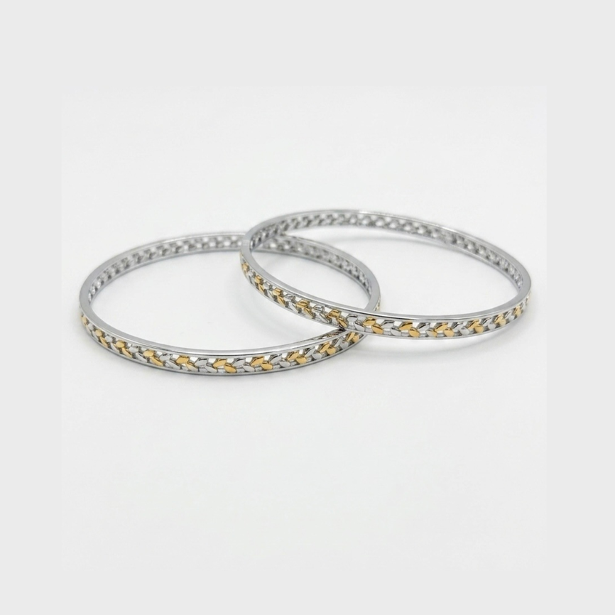 Silver Braided Stackable Bangle (Set of 2)