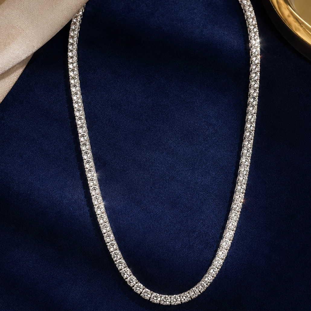 Silver Stone Tennis Necklace