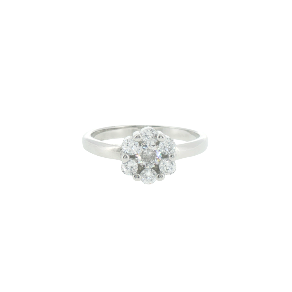 Silver Floral Cluster Ring