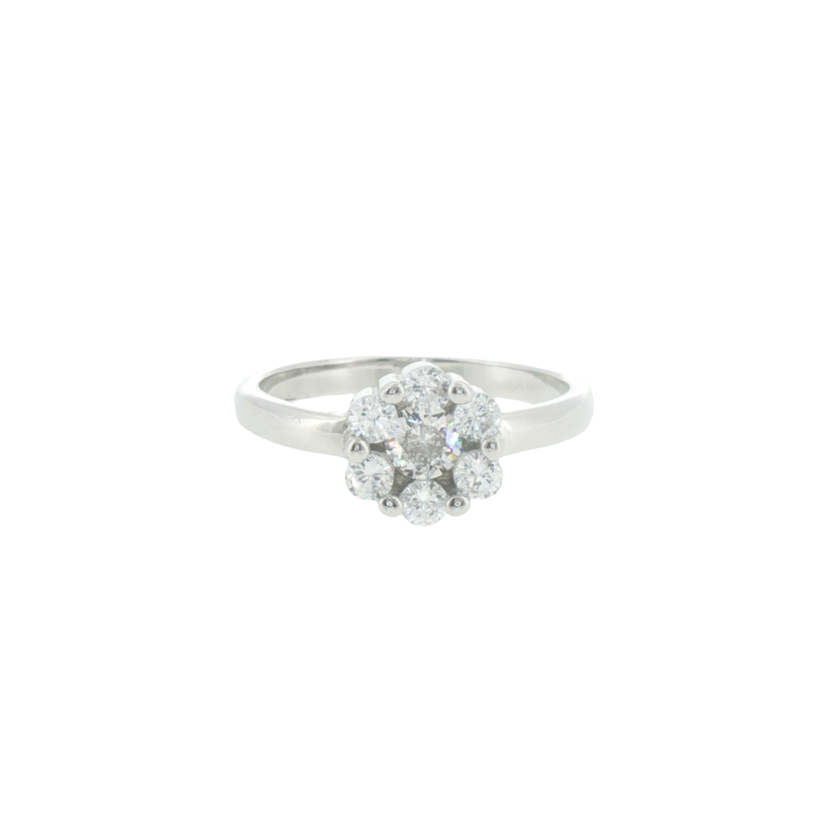 Silver Floral Cluster Ring
