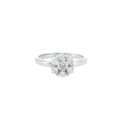 Silver Floral Cluster Ring