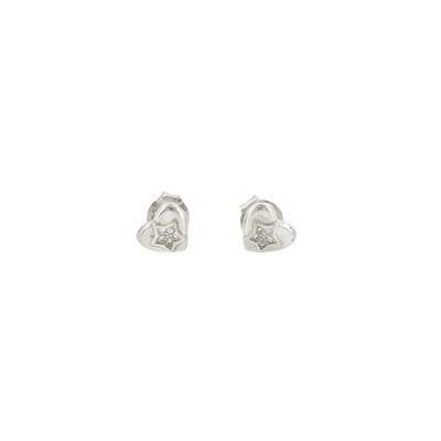Silver Heart and Star Stud Earrings