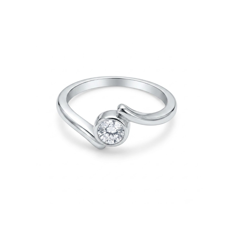 Silver Bypass Bezel Solitaire Ring