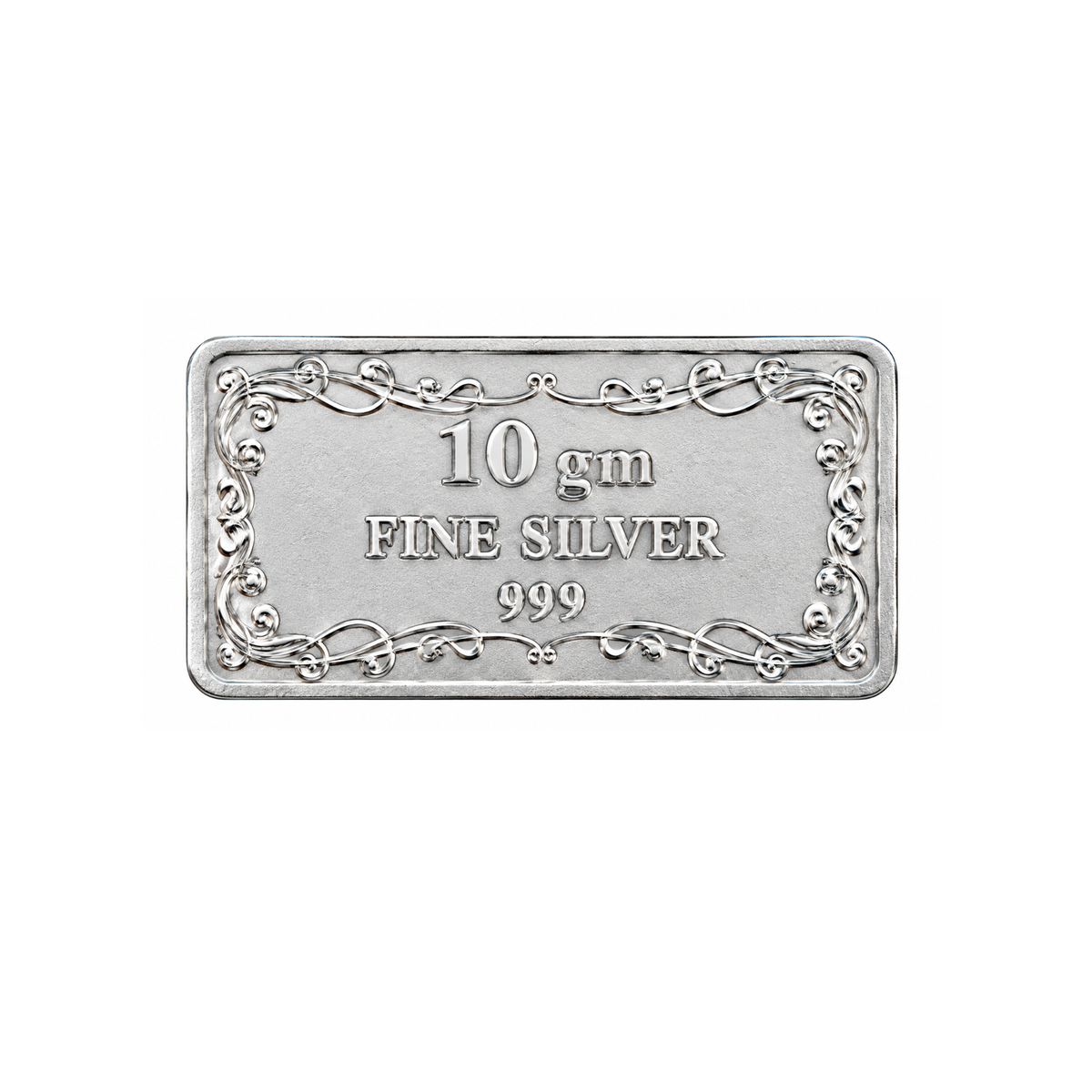 Fine Silver 999 Bullion Rectangular Coin with Decorative Border - 10 g