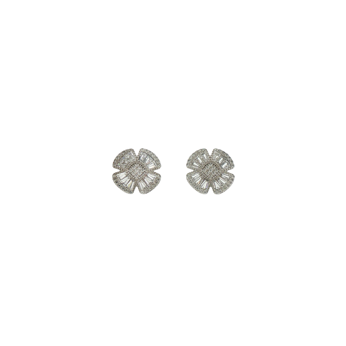 Silver Floral Cluster Stud Earrings