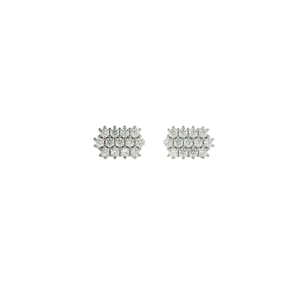 Silver Stone Cluster Stud Earrings