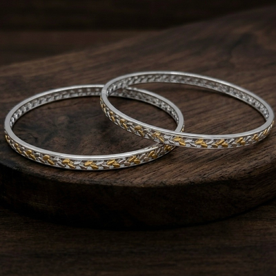 Silver Braided Stackable Bangle (Set of 2)