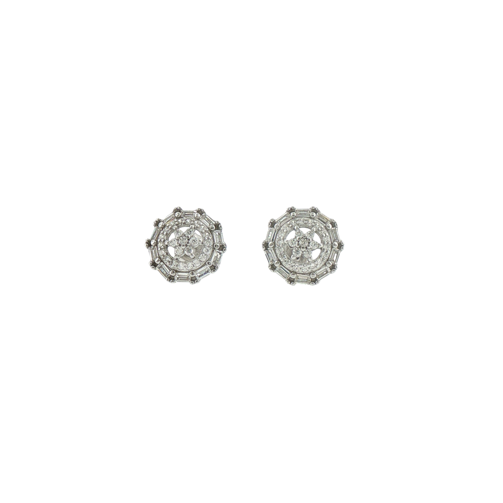 Silver Geometric Cluster Stud Earrings