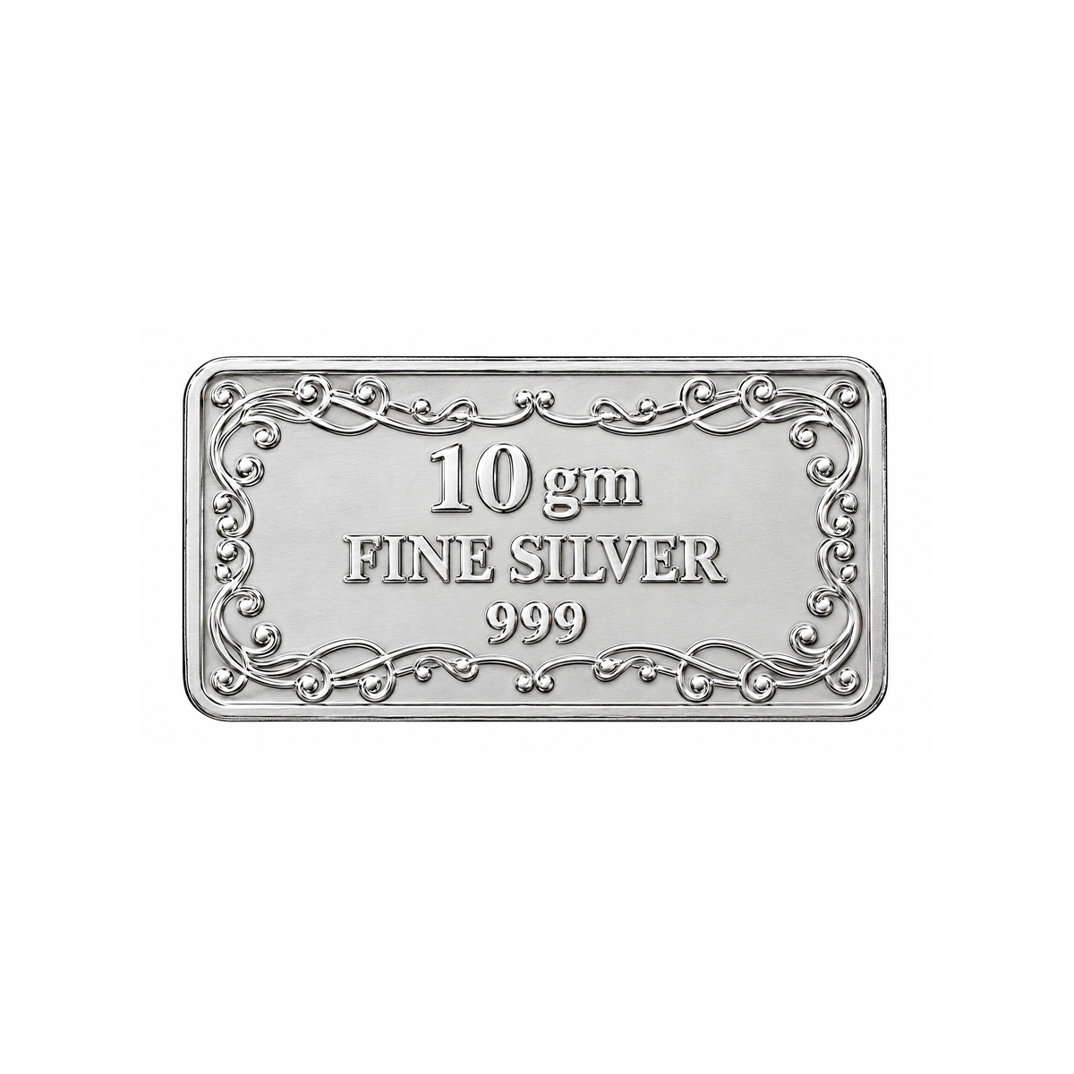 Silver Rectangular Coin with Floral Motifs - 10 g