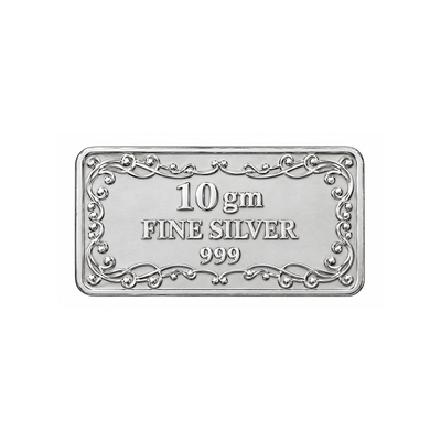 Silver Rectangular Coin with Floral Motifs - 10 g