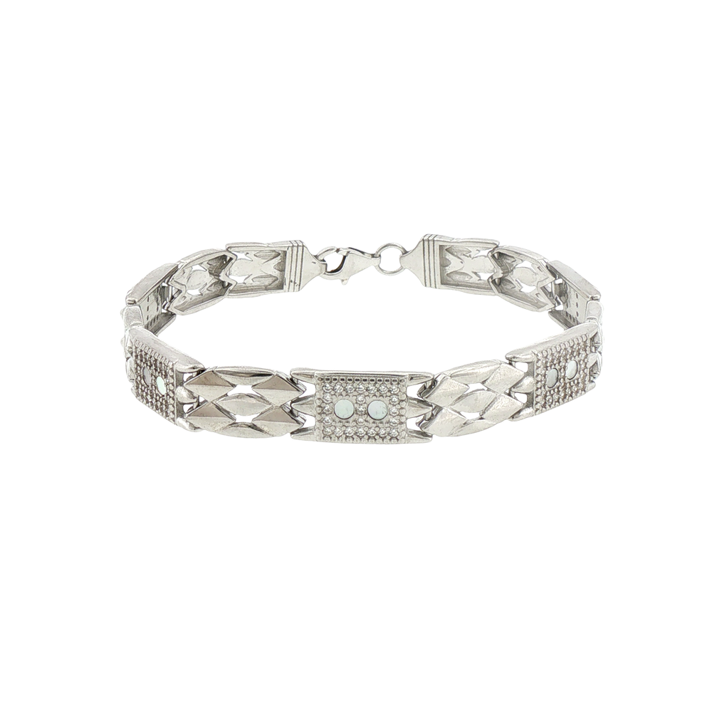 Silver Pavé Link Bracelet