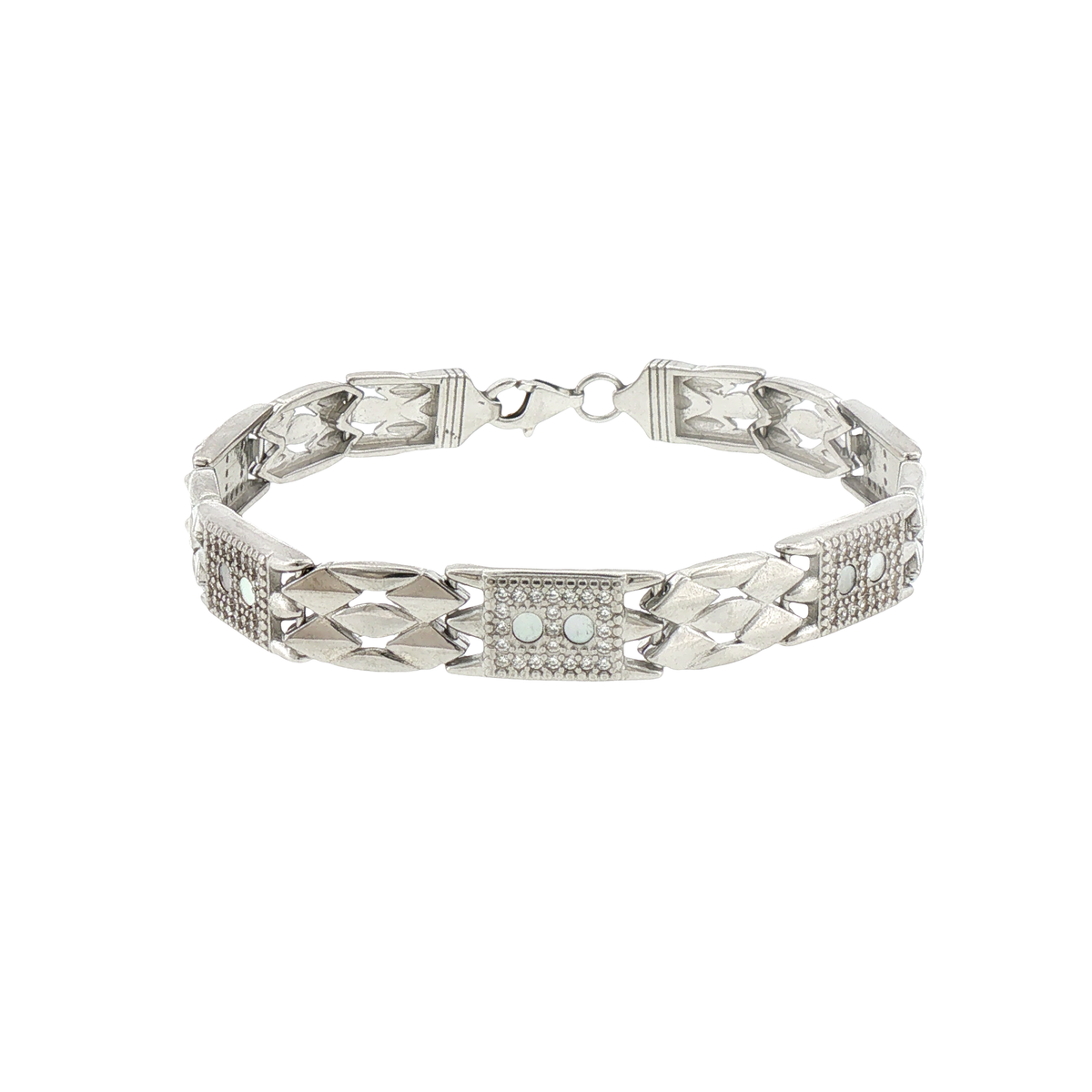 Silver Pavé Link Bracelet